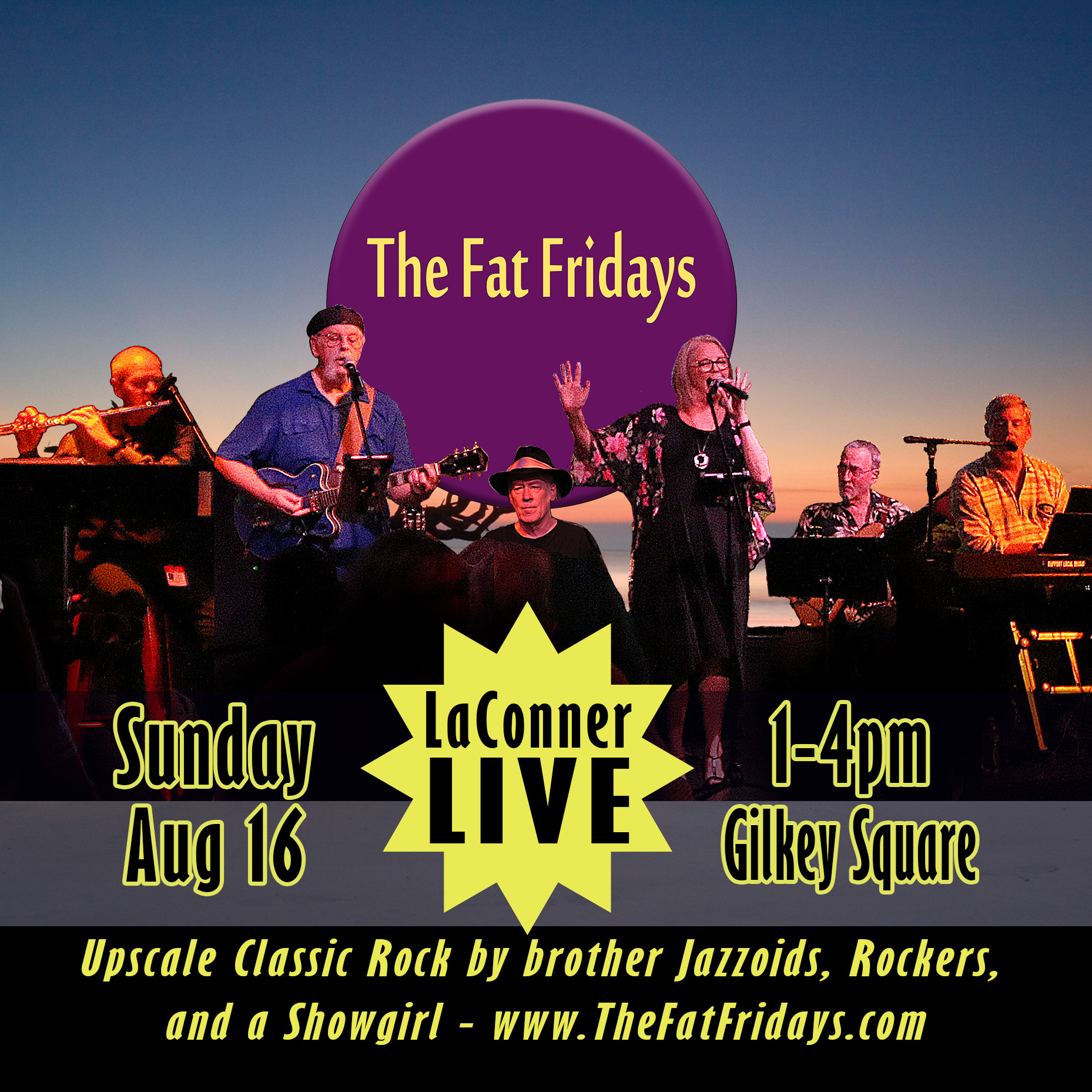 The Fat Fridays band plays LaConner Live! 8-16-2026